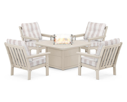 POLYWOOD Vineyard 5-Piece Conversation Set with Fire Pit Table