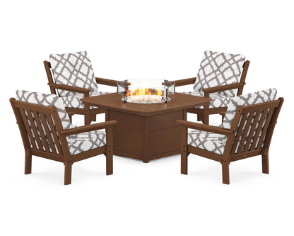 POLYWOOD Vineyard 5-Piece Conversation Set with Fire Pit Table