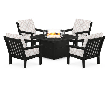 POLYWOOD Vineyard 5-Piece Conversation Set with Fire Pit Table