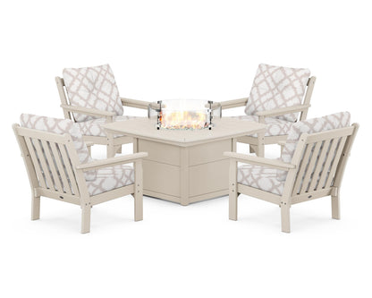 POLYWOOD Vineyard 5-Piece Conversation Set with Fire Pit Table