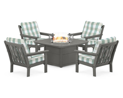 POLYWOOD Vineyard 5-Piece Conversation Set with Fire Pit Table