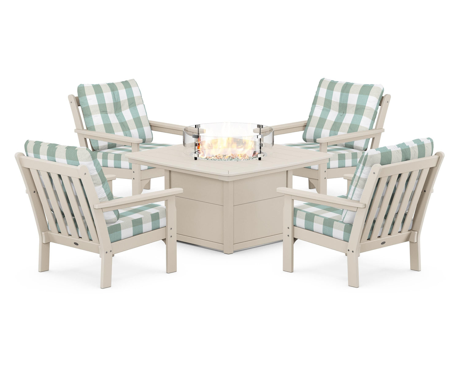 POLYWOOD Vineyard 5-Piece Conversation Set with Fire Pit Table