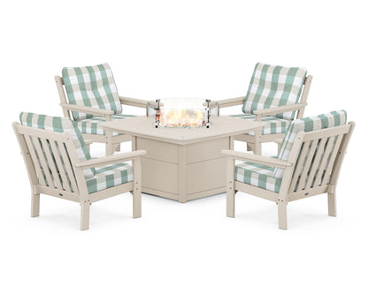 POLYWOOD Vineyard 5-Piece Conversation Set with Fire Pit Table