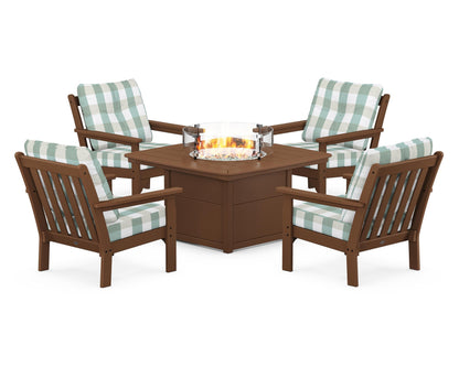 POLYWOOD Vineyard 5-Piece Conversation Set with Fire Pit Table