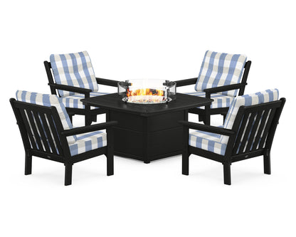 POLYWOOD Vineyard 5-Piece Conversation Set with Fire Pit Table