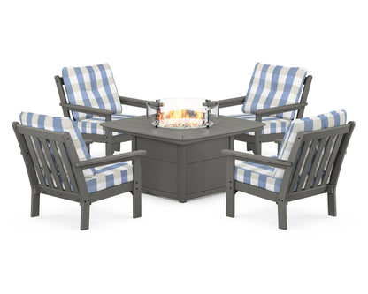 POLYWOOD Vineyard 5-Piece Conversation Set with Fire Pit Table