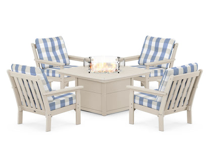POLYWOOD Vineyard 5-Piece Conversation Set with Fire Pit Table
