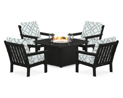 POLYWOOD Vineyard 5-Piece Conversation Set with Fire Pit Table