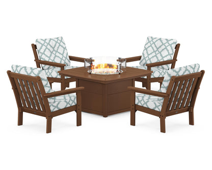 POLYWOOD Vineyard 5-Piece Conversation Set with Fire Pit Table