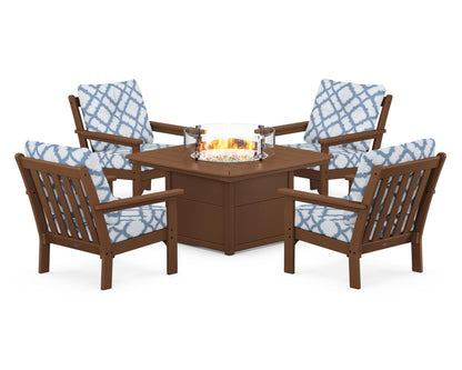 POLYWOOD Vineyard 5-Piece Conversation Set with Fire Pit Table