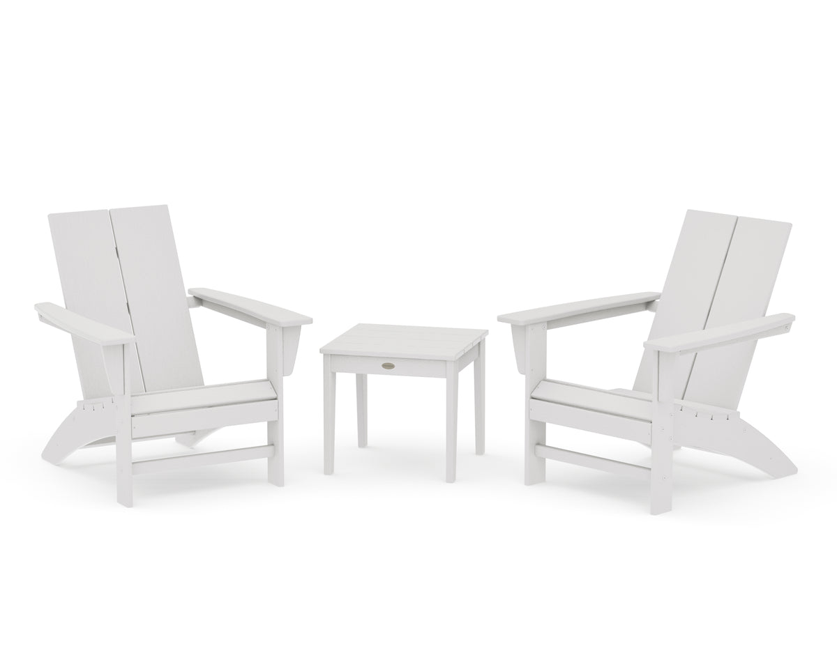 POLYWOOD Country Living Cottage Modern Adirondack Chair 3-Piece Set in Vintage White