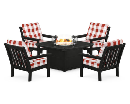 POLYWOOD Vineyard 5-Piece Conversation Set with Fire Pit Table