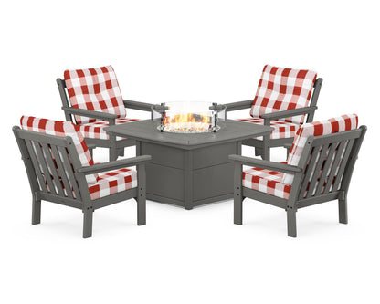 POLYWOOD Vineyard 5-Piece Conversation Set with Fire Pit Table