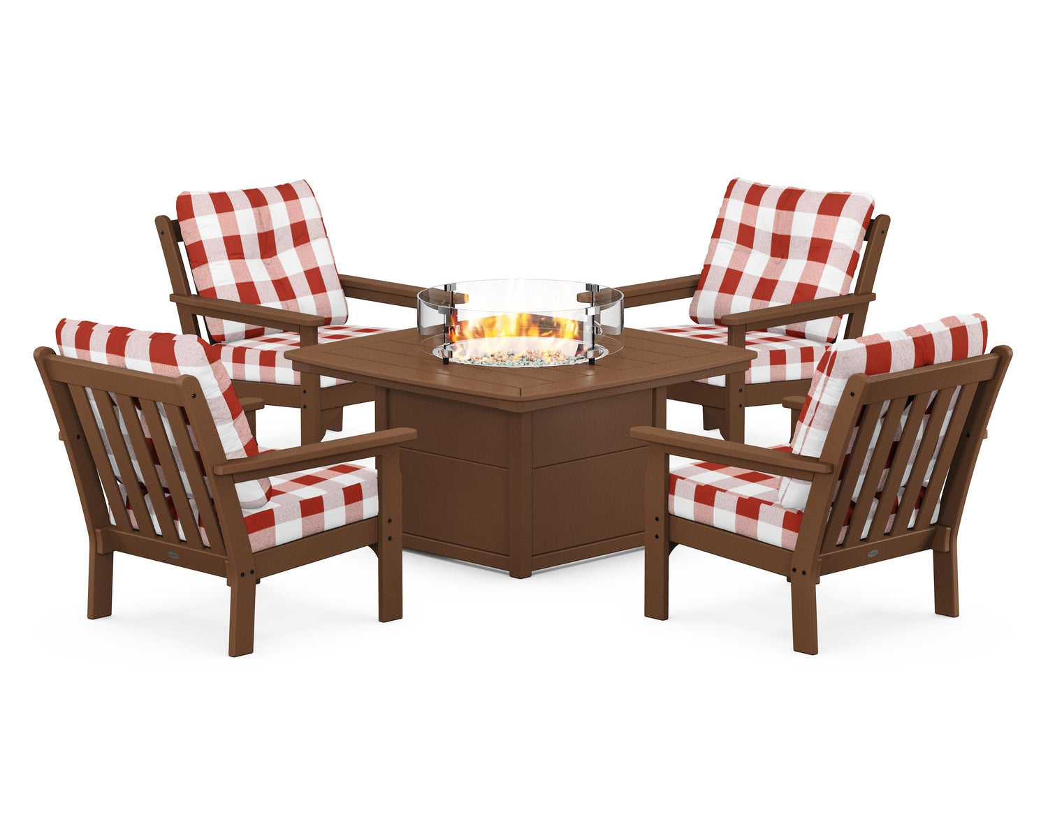 POLYWOOD Vineyard 5-Piece Conversation Set with Fire Pit Table