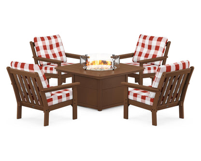 POLYWOOD Vineyard 5-Piece Conversation Set with Fire Pit Table