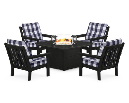 POLYWOOD Vineyard 5-Piece Conversation Set with Fire Pit Table