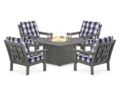 POLYWOOD Vineyard 5-Piece Conversation Set with Fire Pit Table