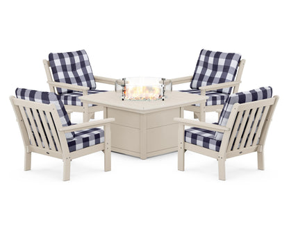 POLYWOOD Vineyard 5-Piece Conversation Set with Fire Pit Table