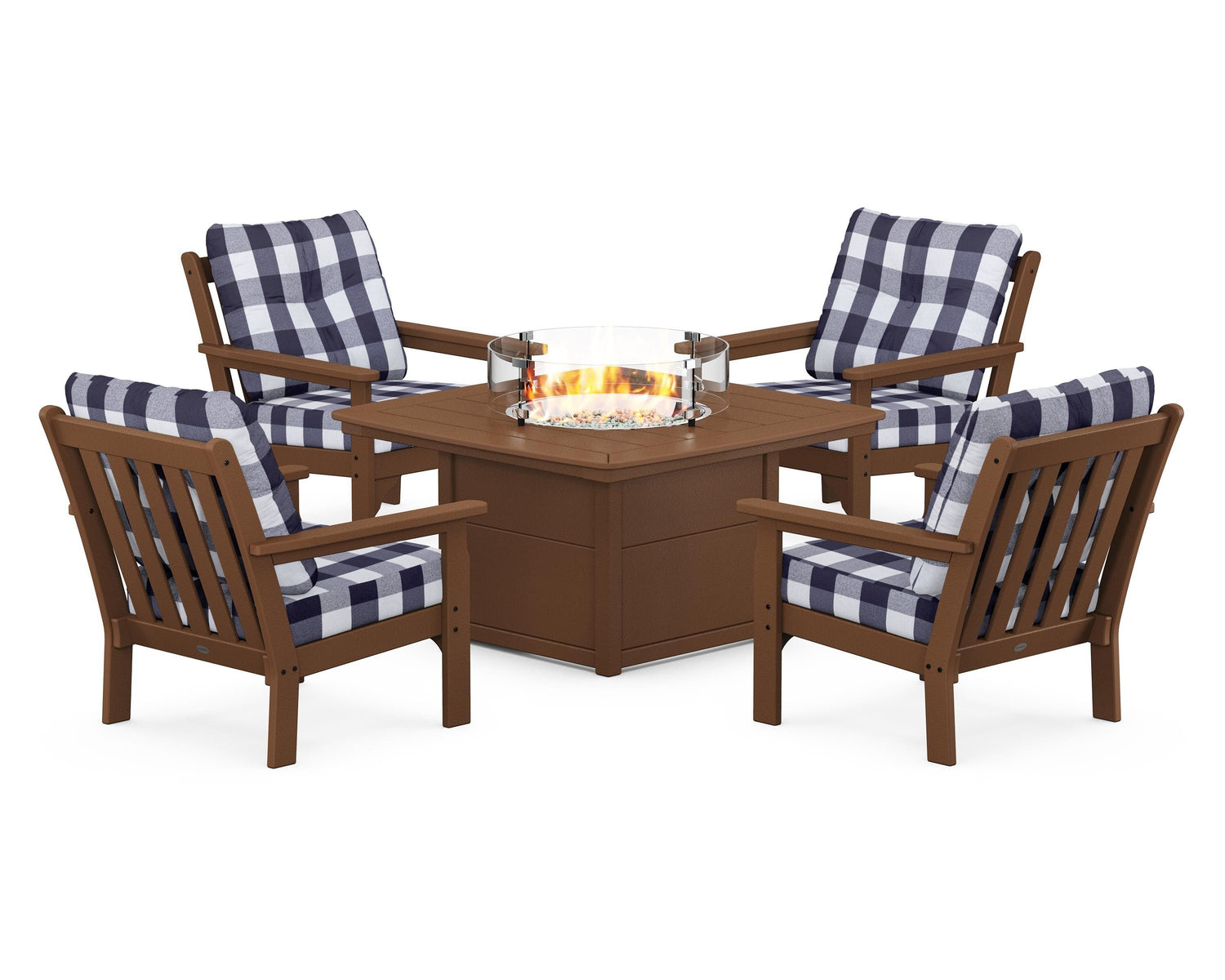 POLYWOOD Vineyard 5-Piece Conversation Set with Fire Pit Table