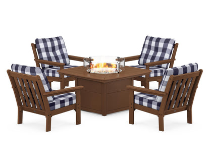 POLYWOOD Vineyard 5-Piece Conversation Set with Fire Pit Table