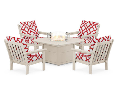 POLYWOOD Vineyard 5-Piece Conversation Set with Fire Pit Table