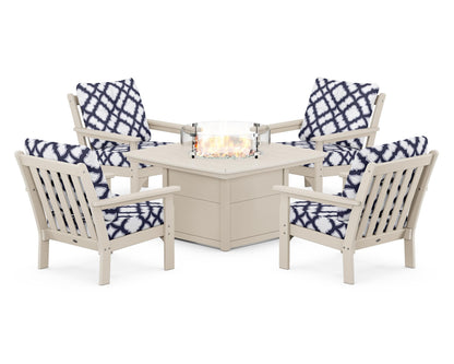 POLYWOOD Vineyard 5-Piece Conversation Set with Fire Pit Table