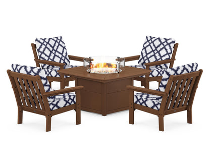 POLYWOOD Vineyard 5-Piece Conversation Set with Fire Pit Table
