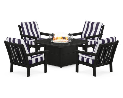 POLYWOOD Vineyard 5-Piece Conversation Set with Fire Pit Table
