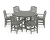 POLYWOOD Savannah 7-Piece Arm Chair Round Counter Set in Slate Grey