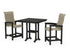 POLYWOOD Coastal Woven High-Back 3-Piece Farmhouse Counter Set with Trestle Legs in Black / Dune Grass