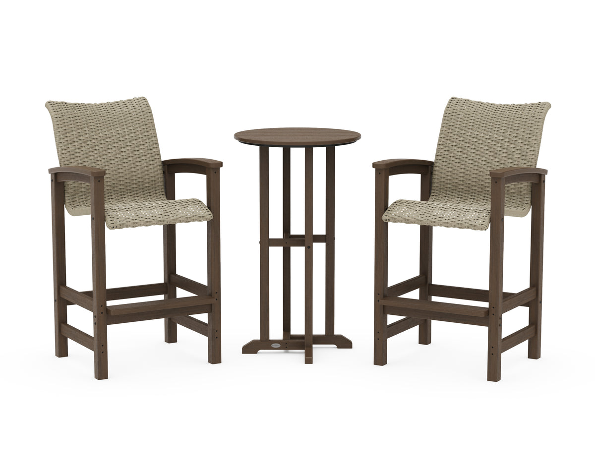 POLYWOOD Coastal Woven 3-Piece Farmhouse Bar Set in Kona / Dune Grass
