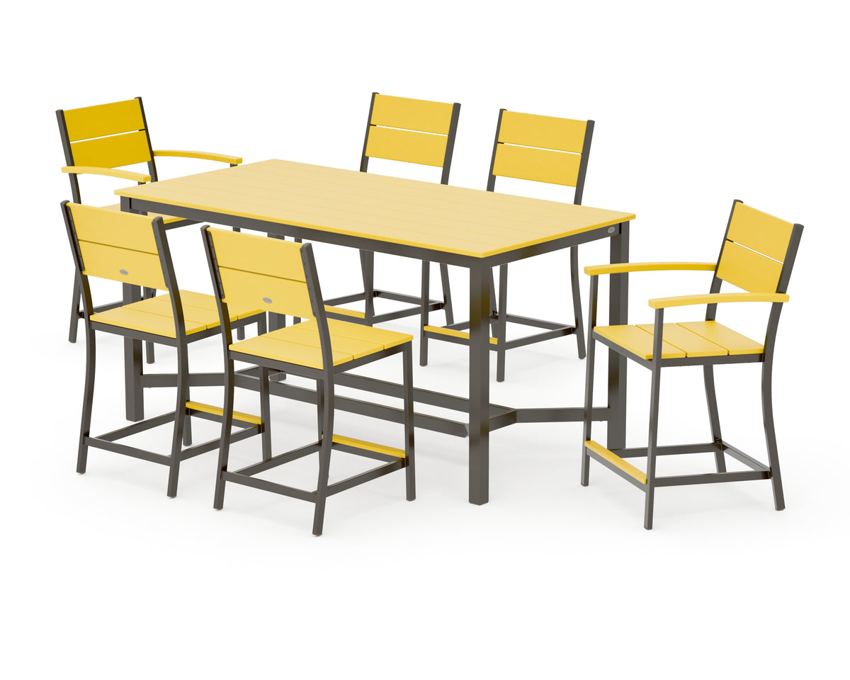 POLYWOOD Main Street 7-Piece Counter Set in Bronze / Lemon