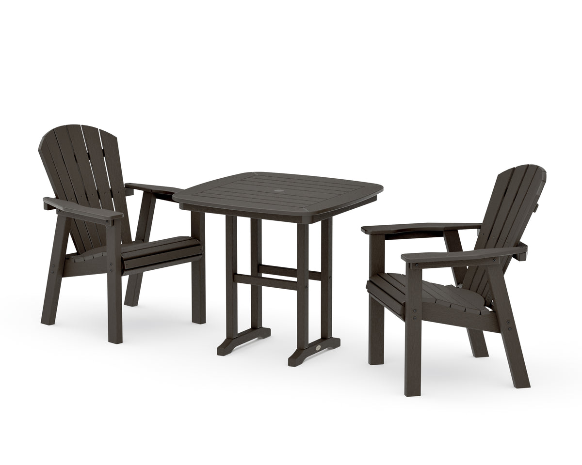 POLYWOOD Seashell 3-Piece Dining Set in Vintage Coffee