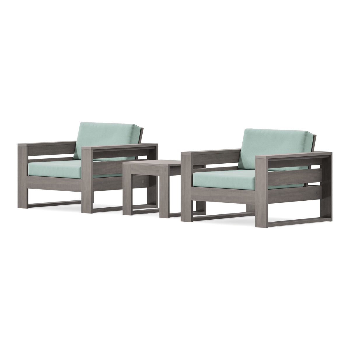 POLYWOOD PW Designer Series Latitude 3-Piece Lounge Chair Set in Driftwood / Spa