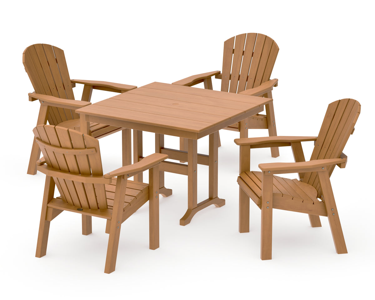 POLYWOOD Seashell Chair 5-Piece Farmhouse Dining Set in Natural
