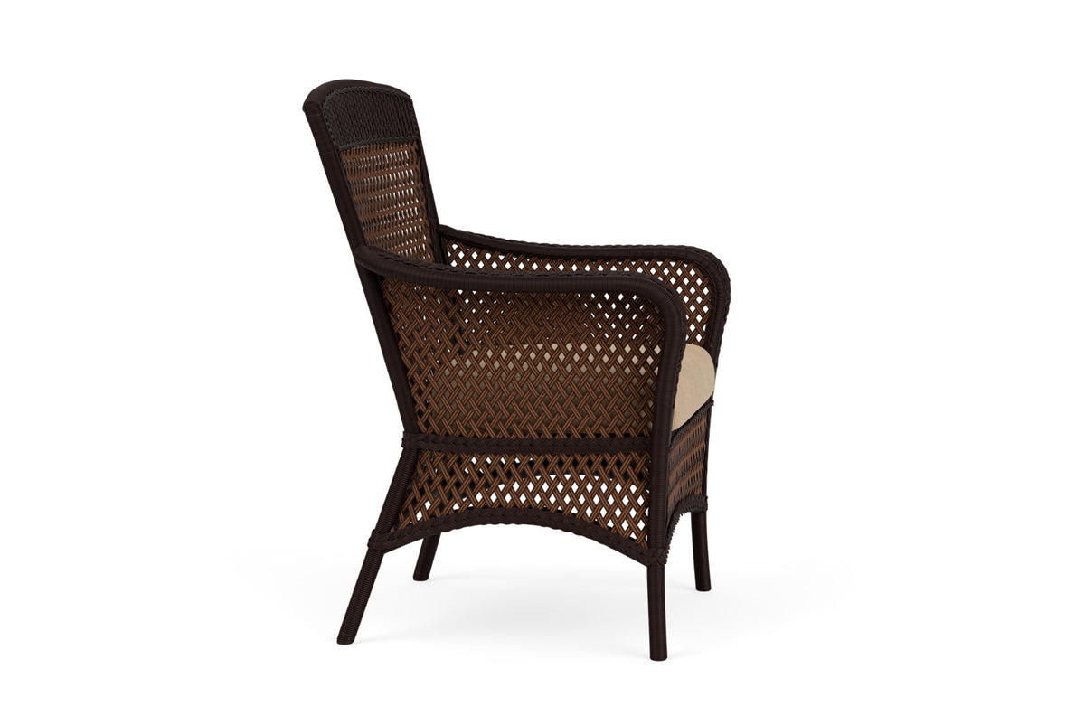 Lloyd Flanders Grand Traverse Dining Armchair with Hayden Sand fabric, view 4