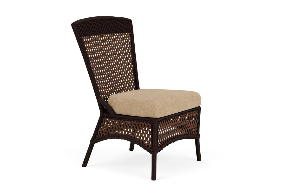 Lloyd Flanders Grand Traverse Armless Dining Chair with Hayden Sand fabric, view 3
