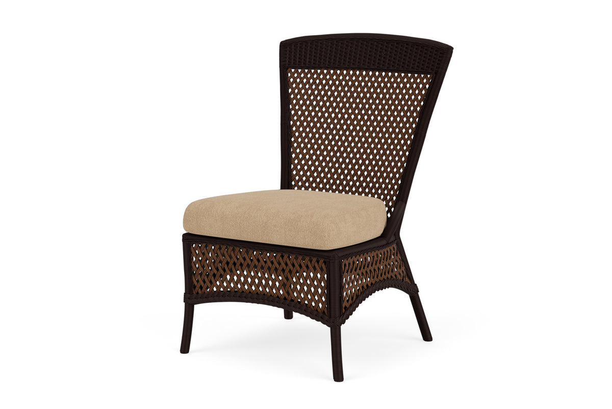 Lloyd Flanders Grand Traverse Armless Dining Chair with Hayden Sand fabric, view 10