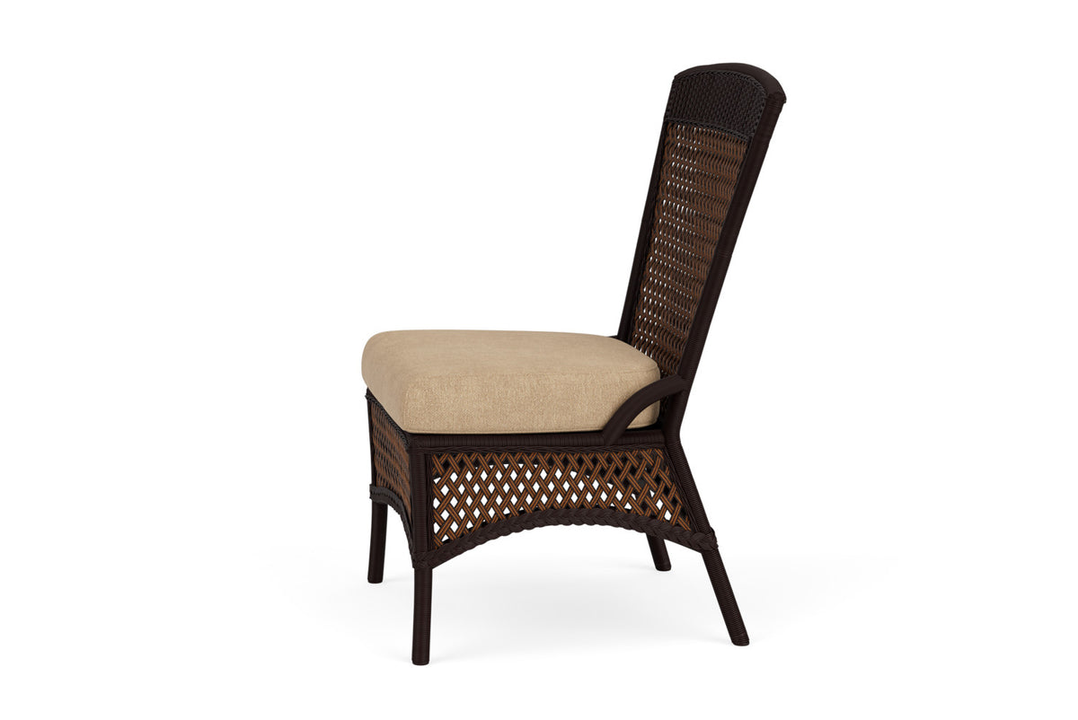 Lloyd Flanders Grand Traverse Armless Dining Chair with Hayden Sand fabric, view 9