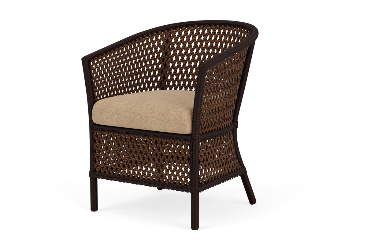 Lloyd Flanders Grand Traverse Barrel Dining Chair with Hayden Sand fabric, view 10