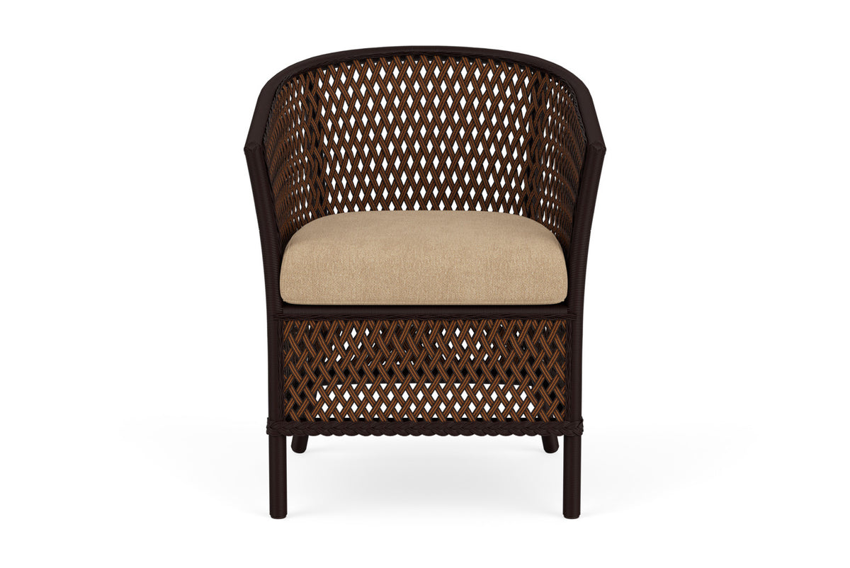Lloyd Flanders Grand Traverse Barrel Dining Chair with Hayden Sand fabric
