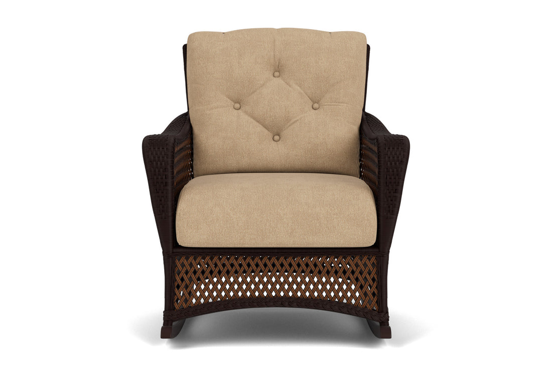 Lloyd Flanders Grand Traverse Lounge Rocker with Hayden Sand fabric