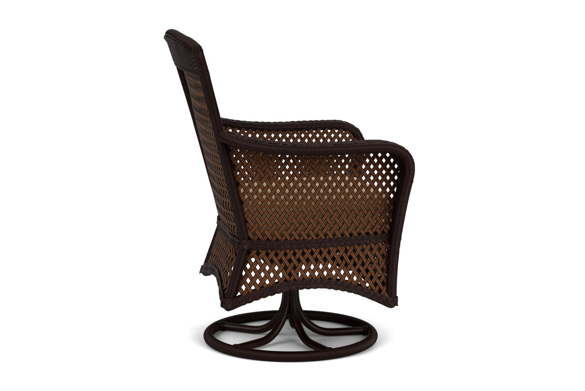 Lloyd Flanders Grand Traverse Swivel Dining Armchair with Hayden Sand fabric, view 5