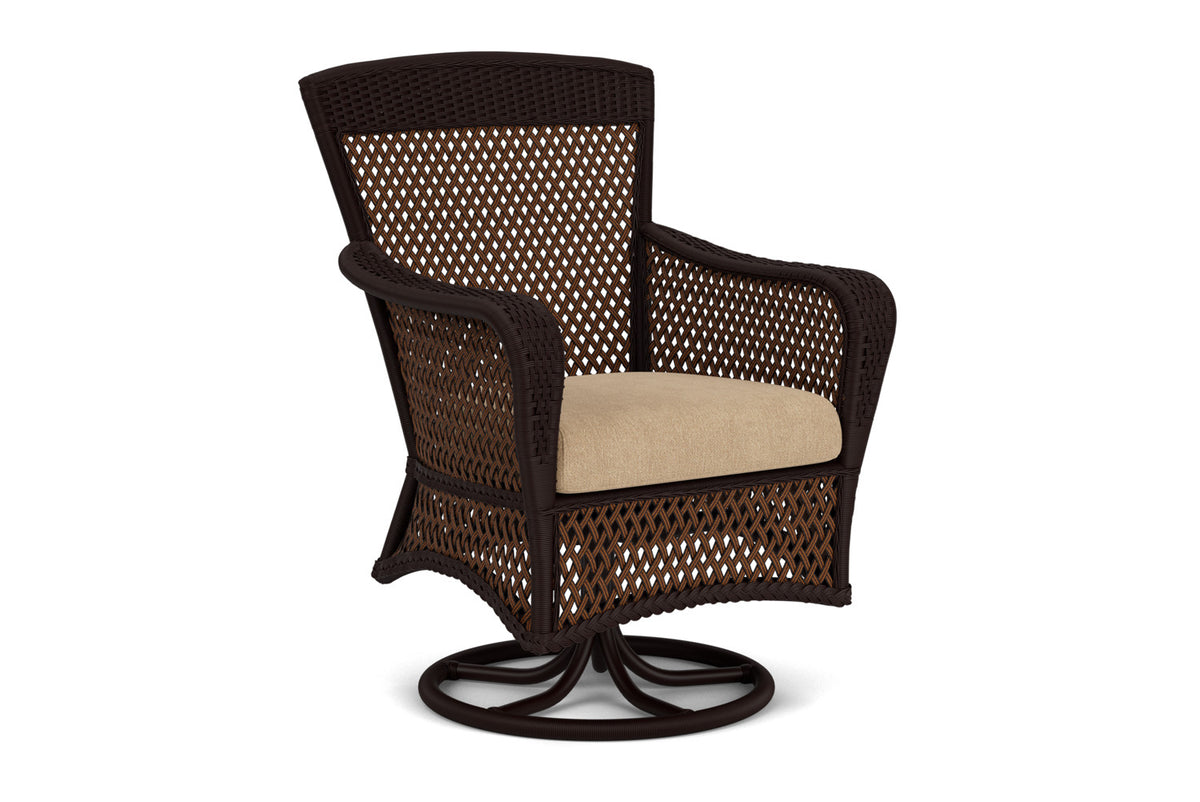 Lloyd Flanders Grand Traverse Swivel Dining Armchair with Hayden Sand fabric, view 2