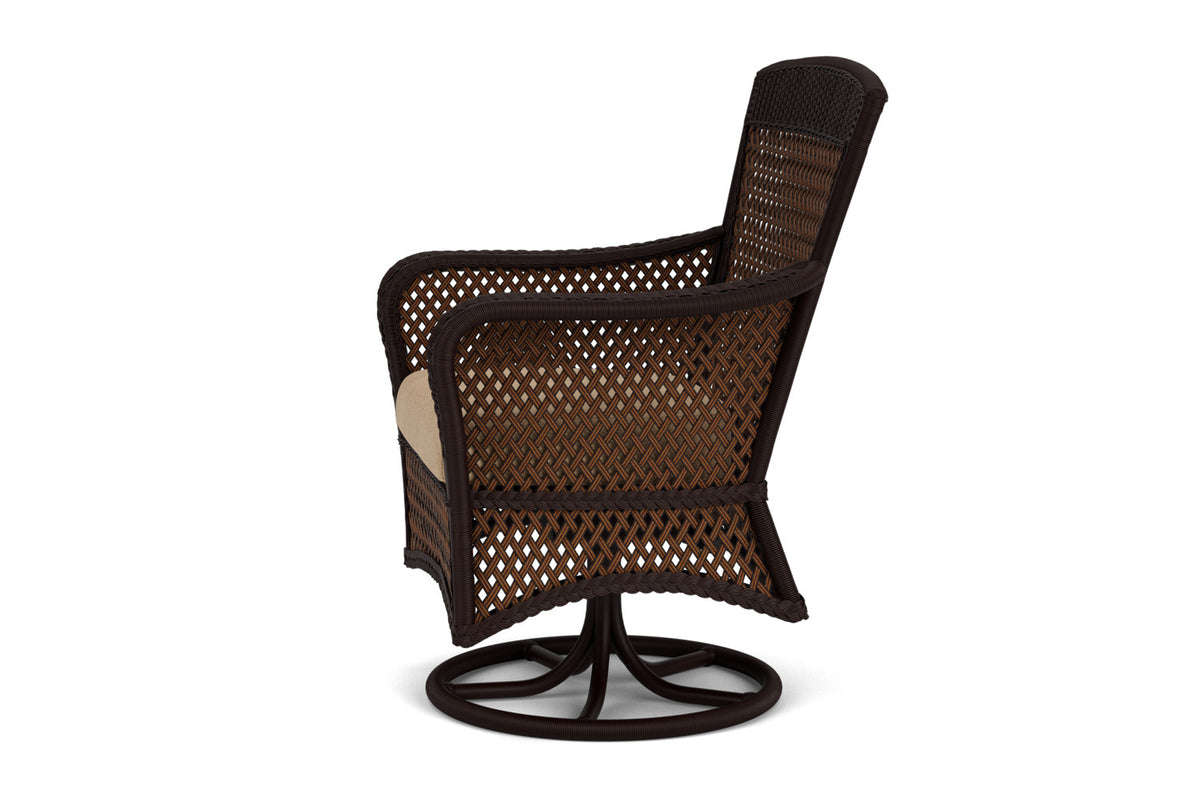 Lloyd Flanders Grand Traverse Swivel Dining Armchair with Hayden Sand fabric, view 9