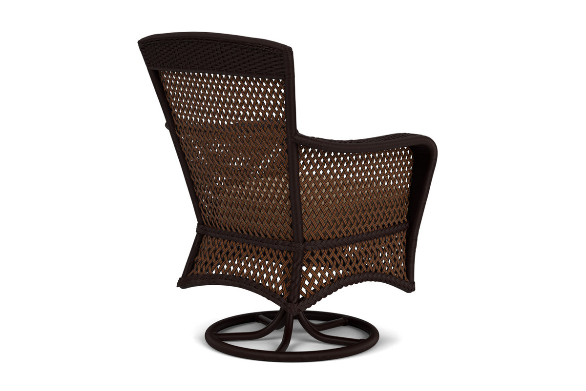 Lloyd Flanders Grand Traverse Swivel Dining Armchair with Hayden Sand fabric, view 6
