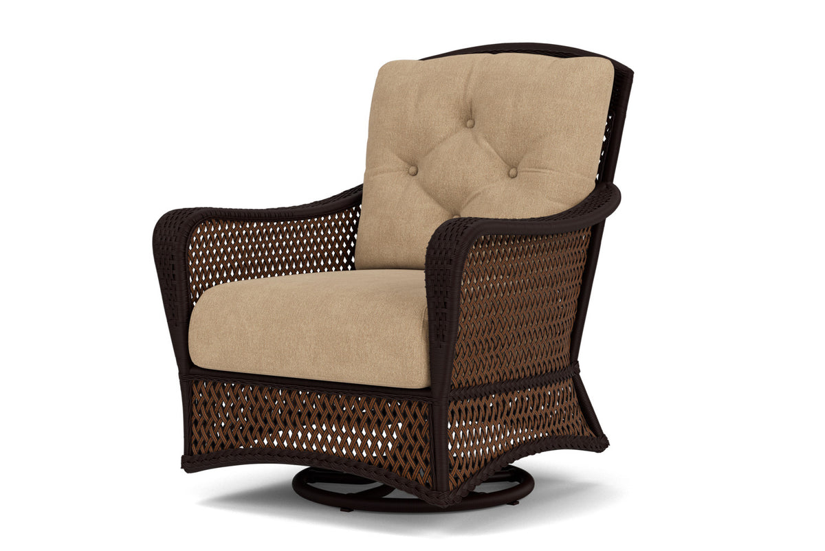 Lloyd Flanders Grand Traverse Swivel Glider Lounge Chair with Hayden Sand fabric, view 10