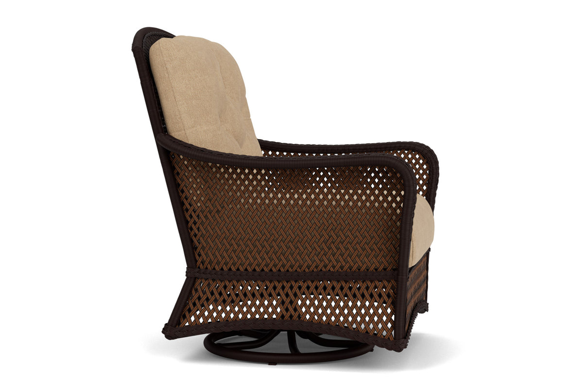 Lloyd Flanders Grand Traverse Swivel Glider Lounge Chair with Hayden Sand fabric, view 4