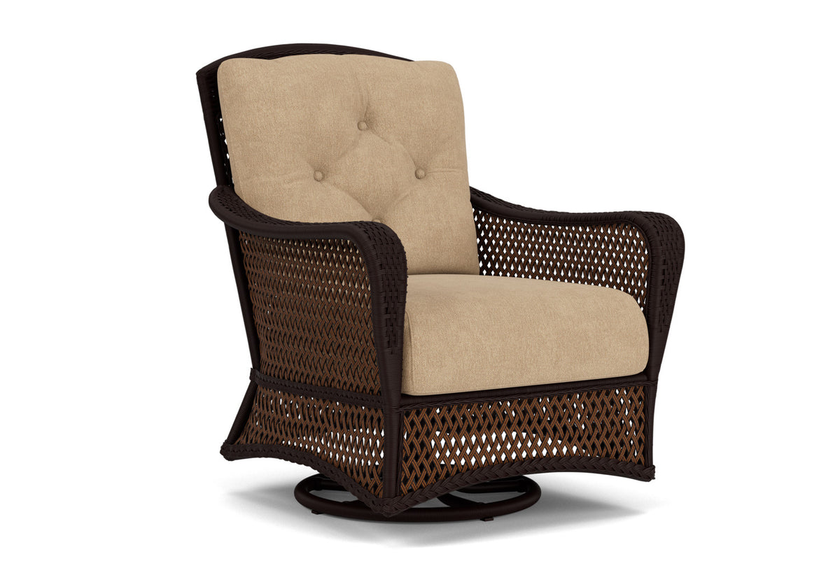 Lloyd Flanders Grand Traverse Swivel Glider Lounge Chair with Hayden Sand fabric, view 2