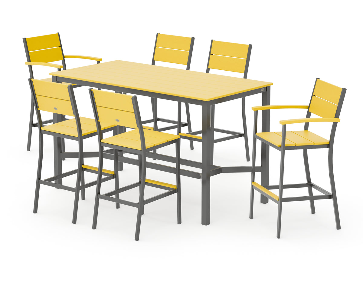 POLYWOOD Main Street 7-Piece Bar Set in Charcoal / Lemon